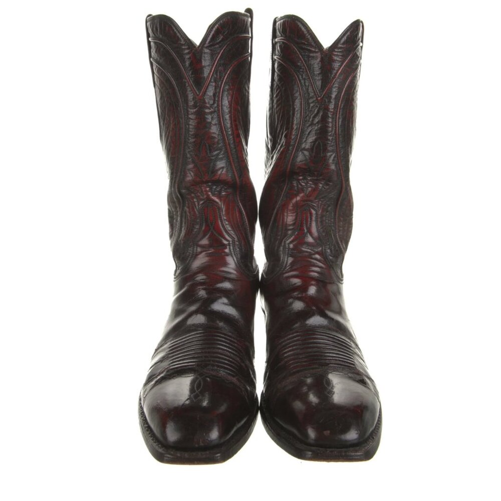 Lucchese Leather San Antonio Cowboy Boots in Black Cherry (Oxblood, Dark Red)